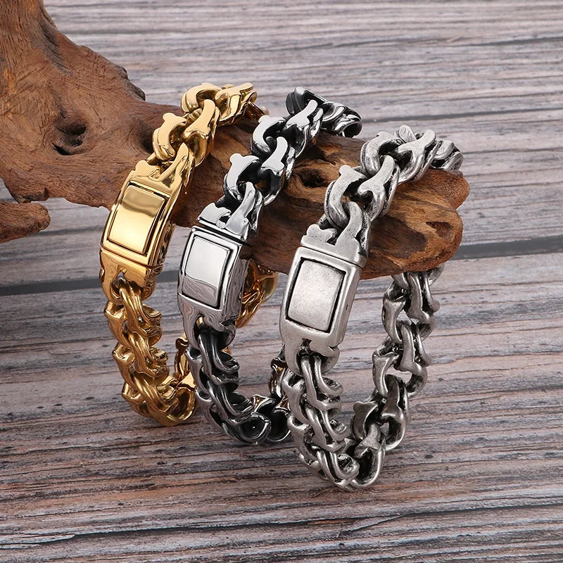 KALEN Men Vintage Matte/Polished 230mm Stainless Steel Avant-Garde Links Bracelet