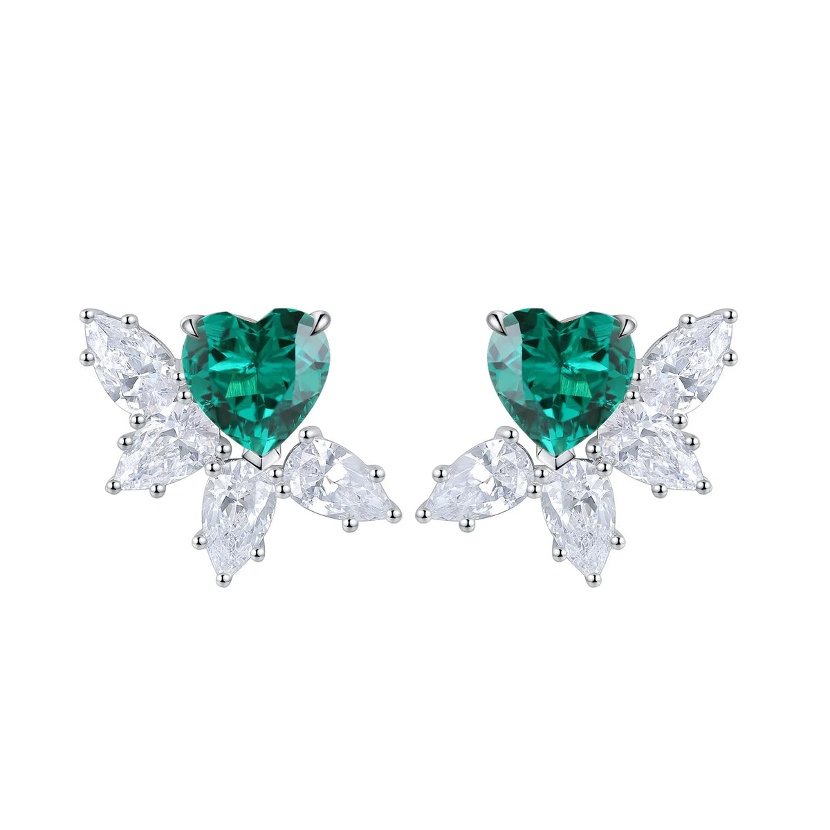 Gemfiori Anster High Quality S925 Lab Grown Emerald Earring Stud Dainty Gemstone Stud Earrings for Women Daily Wear Gift