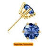 Gioiellieri Fine Jewelry Synthetic Sapphire Ruby Corundum Gift 14K Gold Minimalist Style Men Women Gold 6 Claws Stud Earrings
