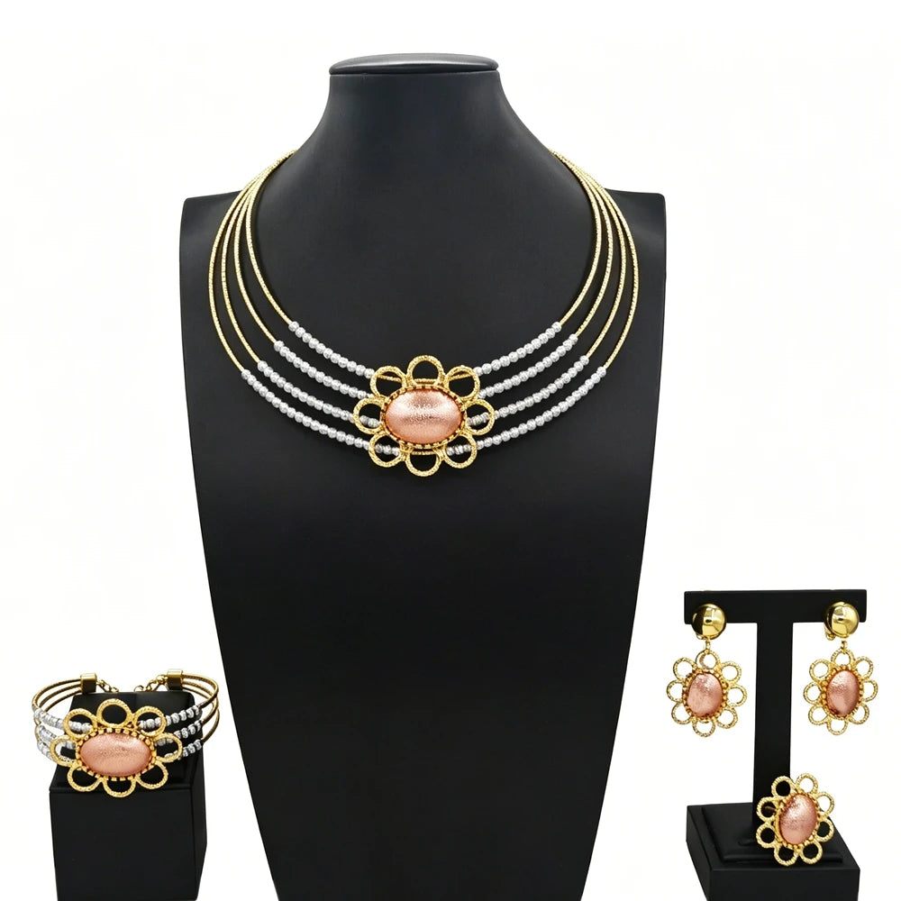 Italian Jewelry Set Alloy Brazilian Jewelry Sets Wedding Party Pendant Necklace Bracelet Ring Earrings Jewelry Set  HS2603925