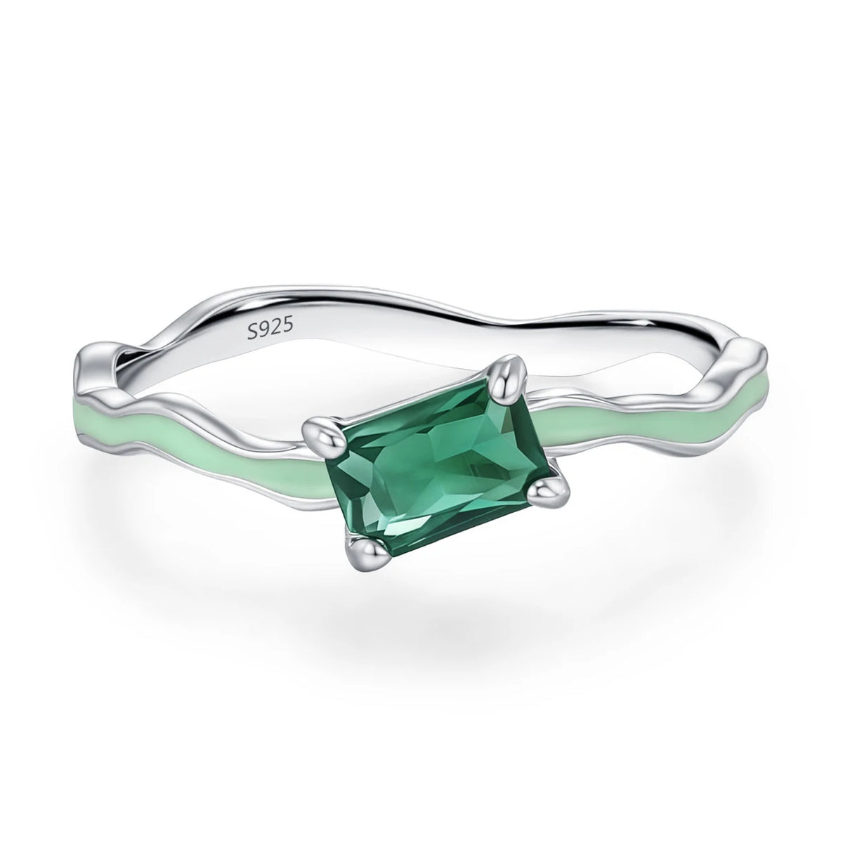Elegant Women 925 Sterling Silver Emerald 5A 8A Cubic Zirconia Ring Promise Wedding Rings Custom Jewelry Manufacturing OEM/ODM