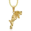 BiG-BOSS Trendy Necklace Stainless Steel 18k Gold Plated Rose Gun Pendant Rope Chain Men Hiphops Hand Gun Pendant Maxi Necklace