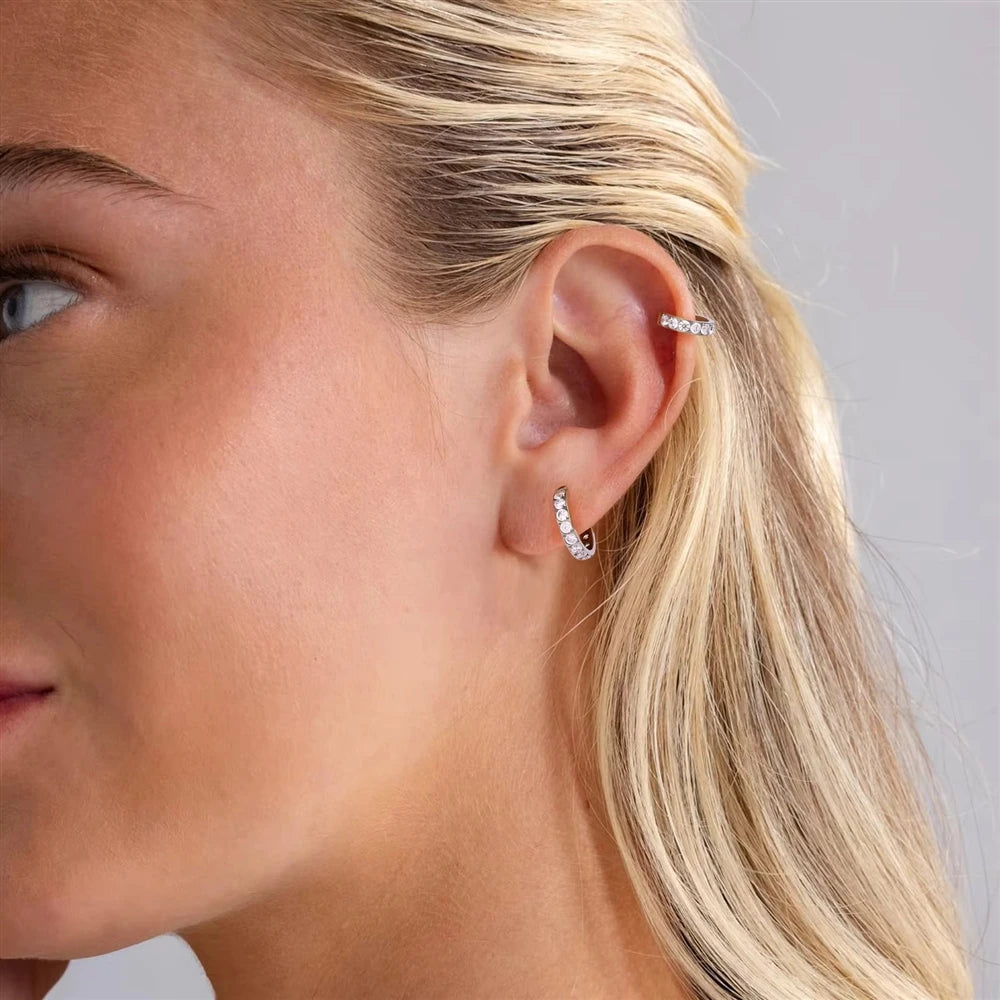 Wholesale ASTM F136 Titanium Segment Nose Ring Cubic Zircon Hoop Earrings Cartilage Helix Tragus Fashion Body Piercing Jewelry