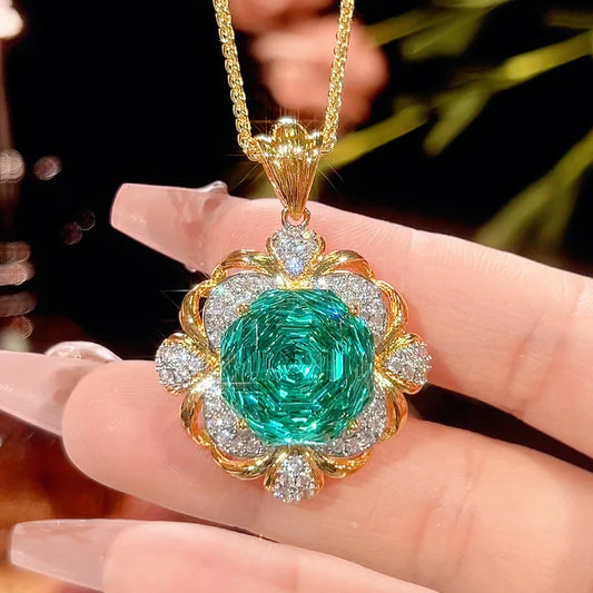 2025 New Jewelry Brass Gold Plated Simulation Pala Green Retro Light Luxury Set Wedding Bridal Engagement Jewelry