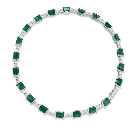 Gemfiori Anster Luxury 925 Sliver Lab Grown Emerald Pendant Necklace Emerald Cut Shape for Wedding Gift Party Engagement Anniversary
