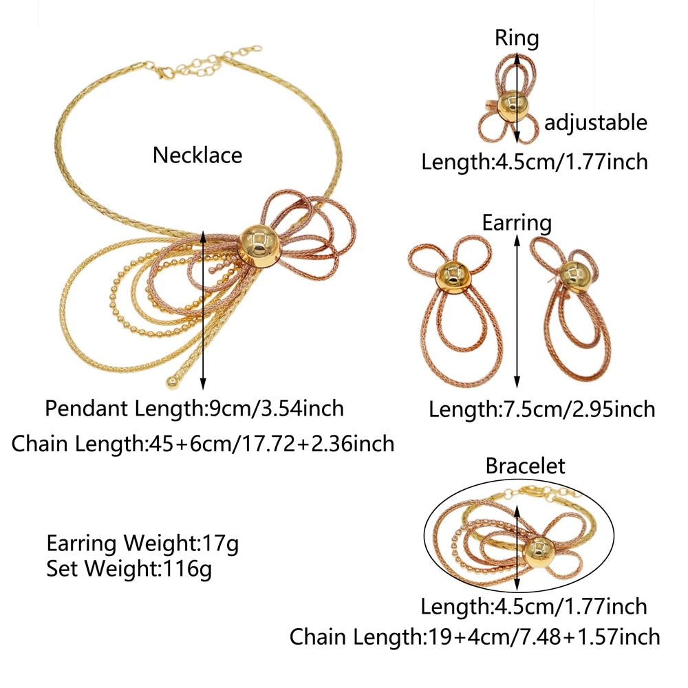 Zhuerrui African Italian Gold Plated Jewelry Set Bold Ribbed Twisted Geometric Choker for Women Wedding Banquet X00132