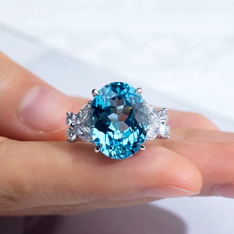 Gemfiori Messi Jewelry MSR-1532 Luxury PT 950 Stackable Ring Lab Gem Stone
