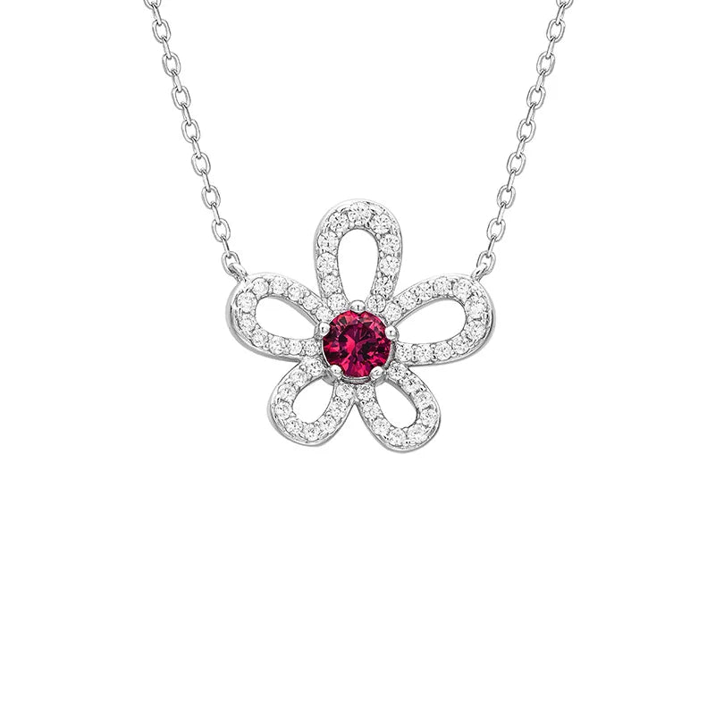 ArtistA 925 Sterling Silver Costum Lab Grown Ruby Necklace Wedding Jewelry Anniversary Gift