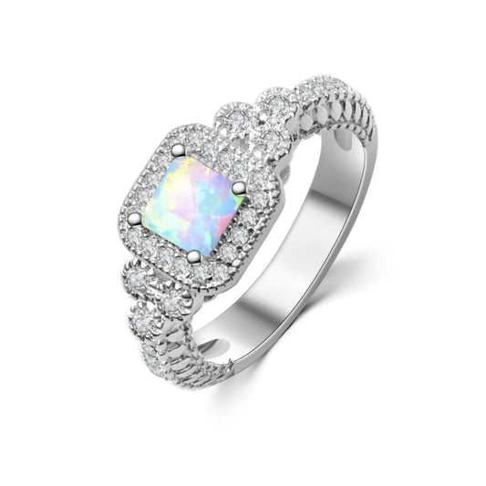 Opal Striped Ring | | Vibrant Rainbow Gem Inlay Fashion Jewelry for Men Women