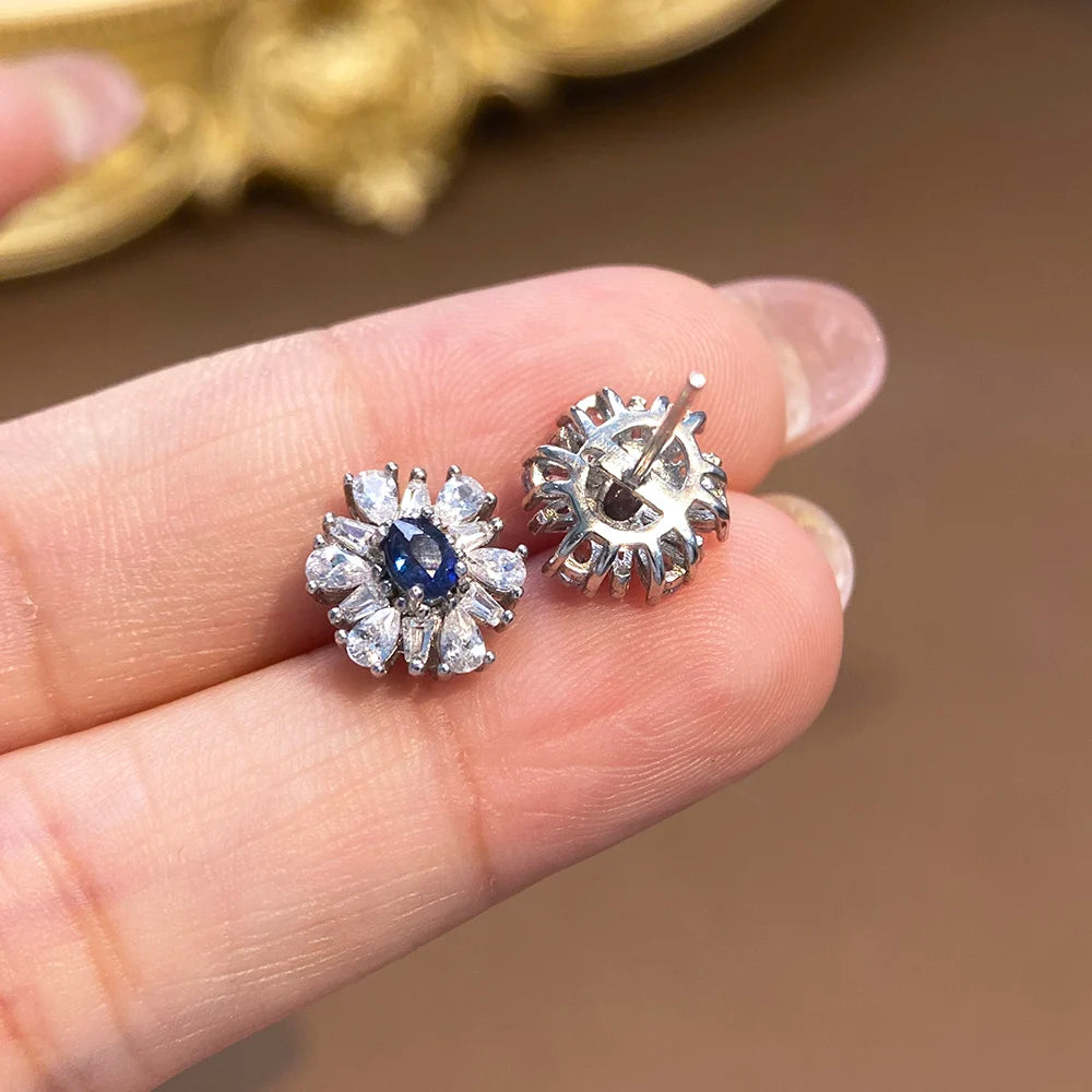 Gioiellieri Oval Cut Natural Ruby Stud Earrings S925 Silver Rhodium Plated Original Style Gemstone for Women Wedding Gift