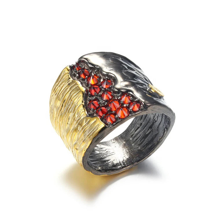 Perfect Professional Manufacturer Handmade 925 Sterling Silver Red Zircon Ring Wholesale