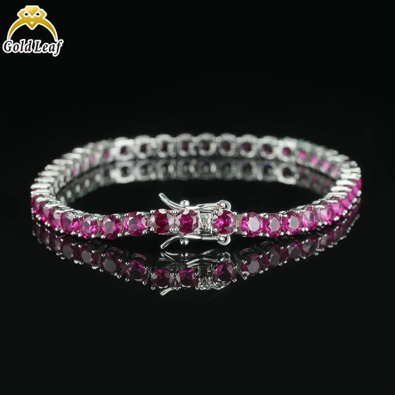 REDheart S&S Hot Sale Trendy Wedding Red Blue Green Four Claws Tennis Bracelet & Necklace Set 925 Sterling Silver White Gold Plated