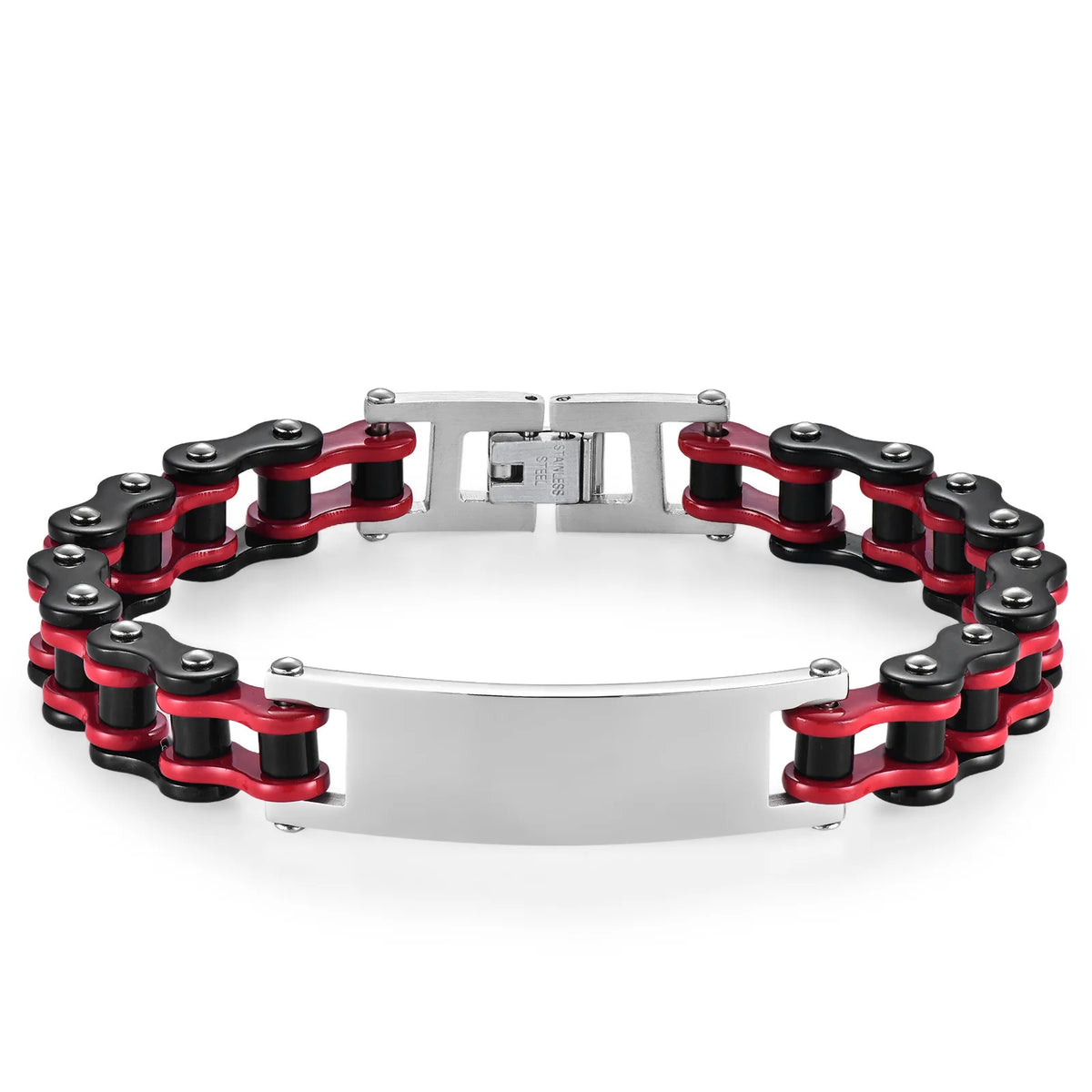 REBEL European American Trendy Titanium Steel Motorcycle Bicycle Chain Bracelets Hip-Hop Curved Geometric Stainless Steel Fashion Link