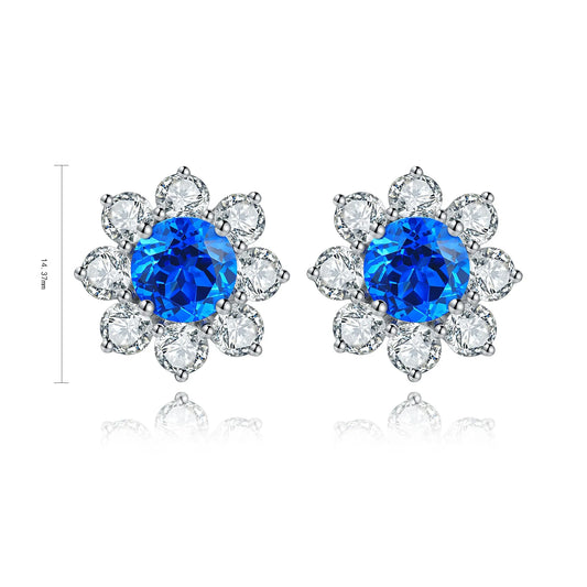 Gemfiori Anster S925 Silver Lab-Grown Cobalt Spinel Trendy Drop Earrings for Woman Wedding & Party