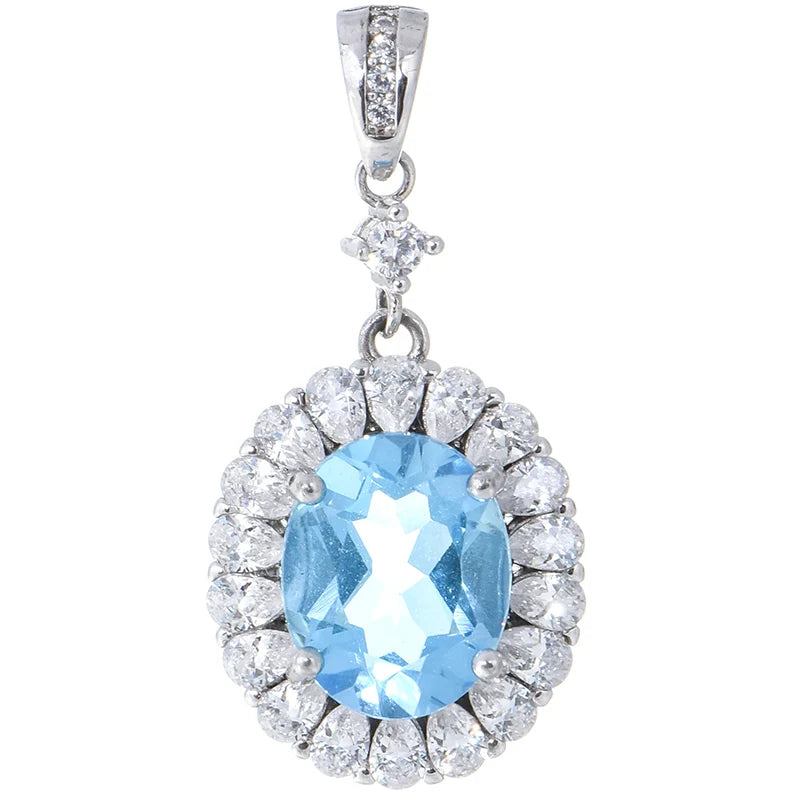 Gioiellieri Healing Stones Natural Crystal Beautiful Polished Blue Topaz Garnet Peridot Pendant 925 Sterling Silver Jewelry Charms