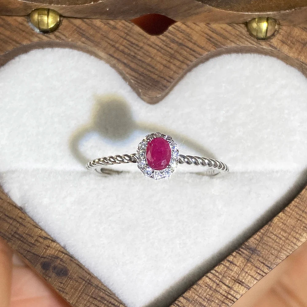 Gioiellieri Low Price Certified Natural Ruby Oval Cut Prong Setting Engagement Wedding 925 Sterling Silver Gold Plated Luxury Women's Ring