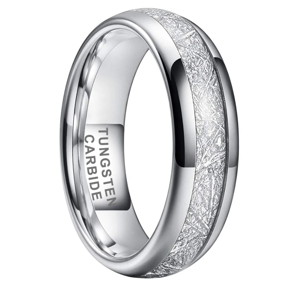 Coolstyle Jewelry 6mm Imitated Meteorite Inlay Fashion Engagement Wedding Band Tungsten Carbide Finger Ring for Men Women