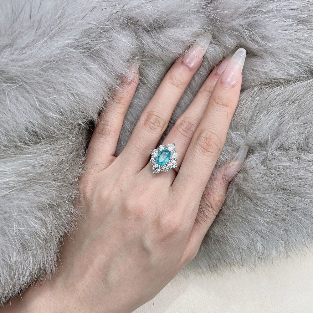 MuShan Jewelry Factory 2026 New Geometry Shaped 6*9 Platinum Plated Women's Ring Luxury Style S925 Wedding Anniversary Party