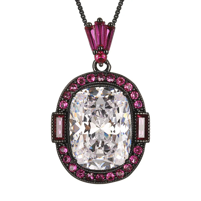 REDheart Women's Trendy Flower Shape Brass Zircon and Copper Inlaid Gold Plated Pendant Necklace Set with Movable Ring