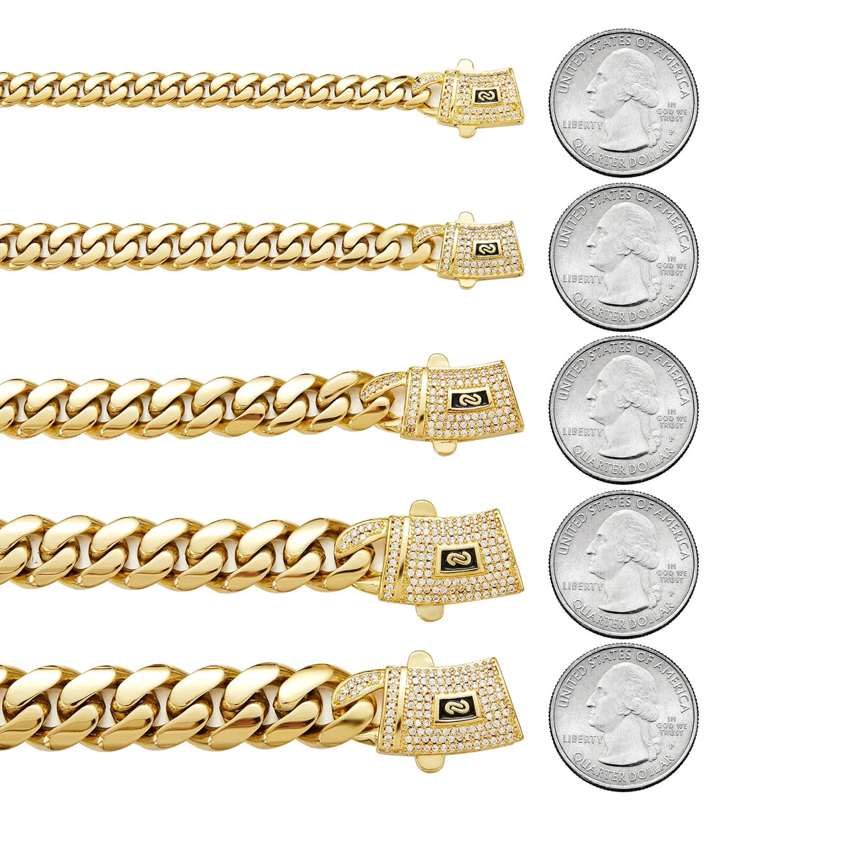 S&S 14K Gold Plated Stainless Steel Flat Cuban Monaco Link Chain Necklace — S&S Collection