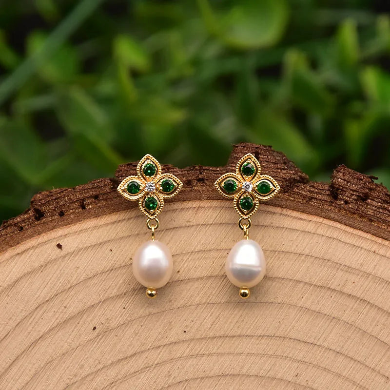 New Jewelry Yiwu Wholesale Gold Plated Natural Pearl Earings Jewelry Women Korean Wholesale Bulk 18K Gold Plated Jewelry