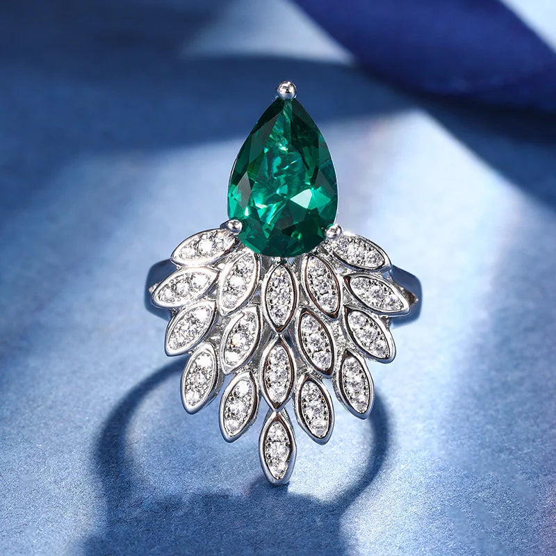 Gemfiori European and American New Luxury Zircon Set Pendant Ring Jewelry High-end Temperament Banquet Bride Accessories