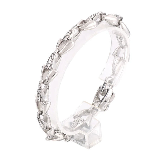 KALEN 200/210mm Men Punk Stainless Steel Skull/Fish Fin Links Bracelet