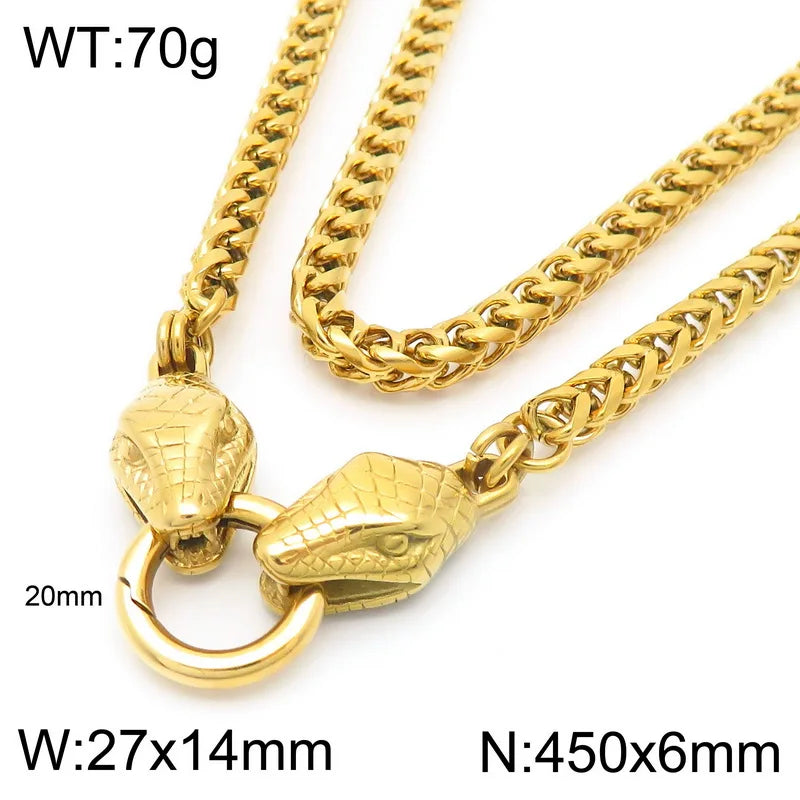REBEL Punk Fine Jewelry Fashion Bracelets Men Stainless Steel Snake Bracelet Necklace