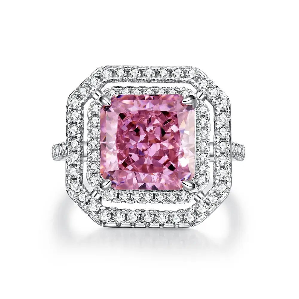 Wholesale Waterproof 5A 8A Pink Cubic Zirconia Rings 925 Sterling Silver OEM ODM Custom Factory Direct Ring Jewelry Manufacturer