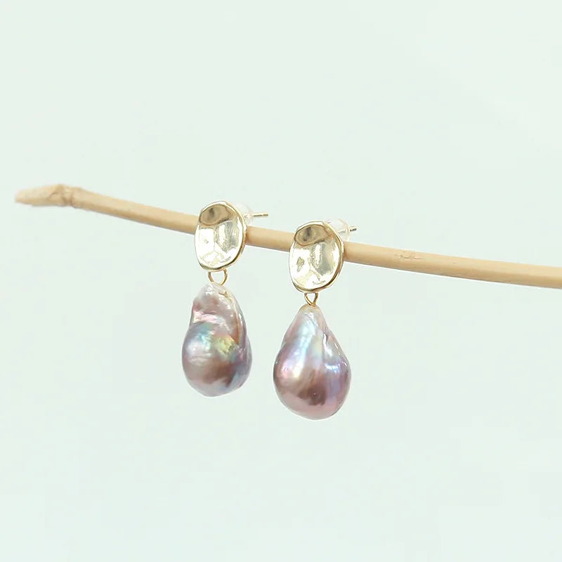 Luxury Natural Purple Edison Freshwater Pearl Necklace, Bracelet & Earrings Set — 18K Gold Plated