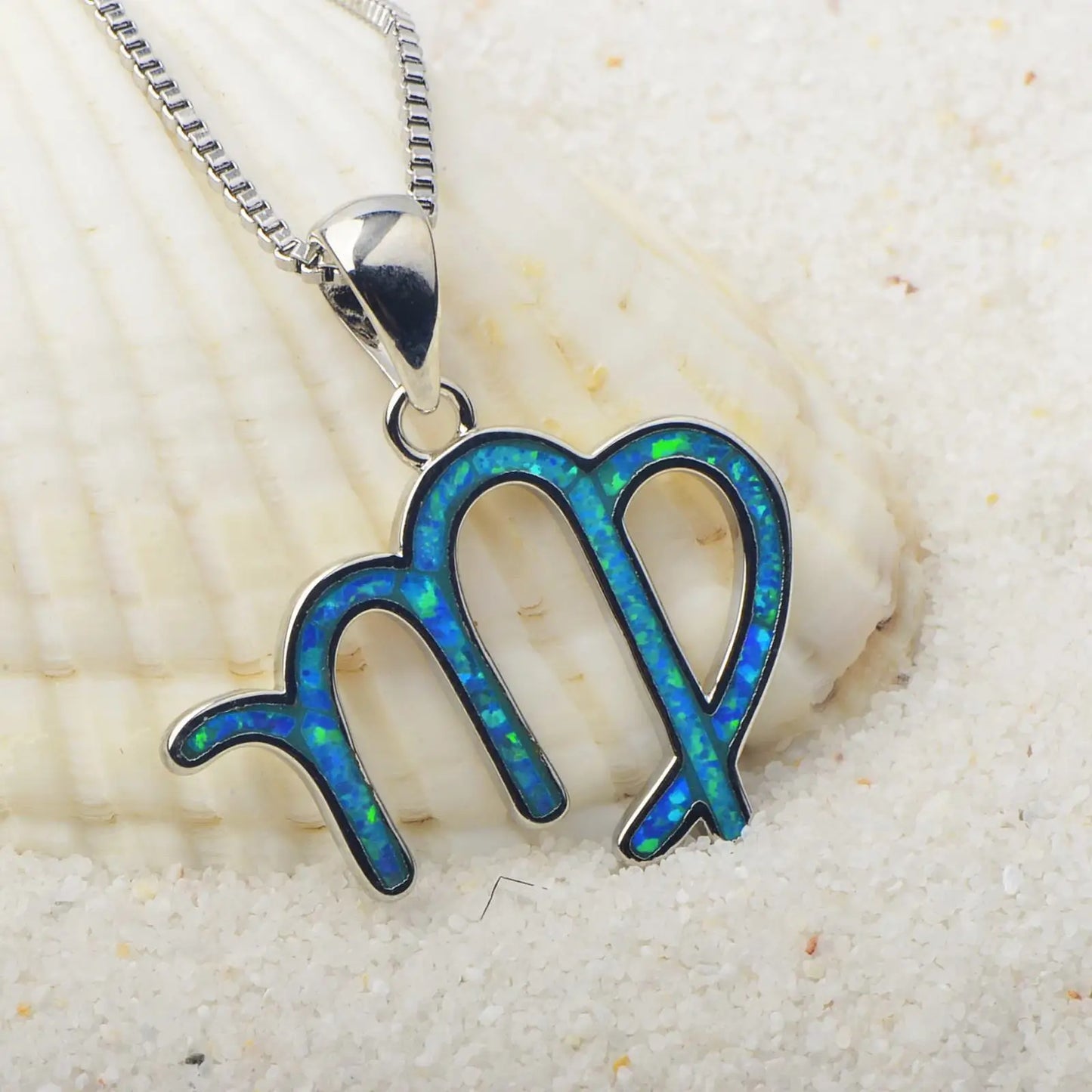 Dainty Scorpio Sign Necklace - Handcrafted Blue Fire Opal Silver Plated Hollow Zodiac Jewelry Bulk