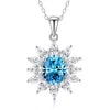 925 Sterling Silver Classic Square Blue Zircon Pendant Necklace | Luxury Blue Stone Clavicle Chain Birthday Gift for Women