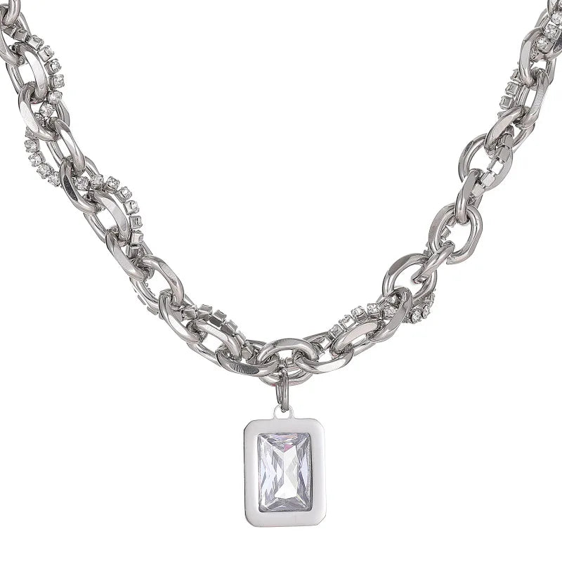 NEWLiFE VIKING Cuban Link Zircon Necklace in Silver Plated for Women & Men | Designer Jewellery for women & MEN