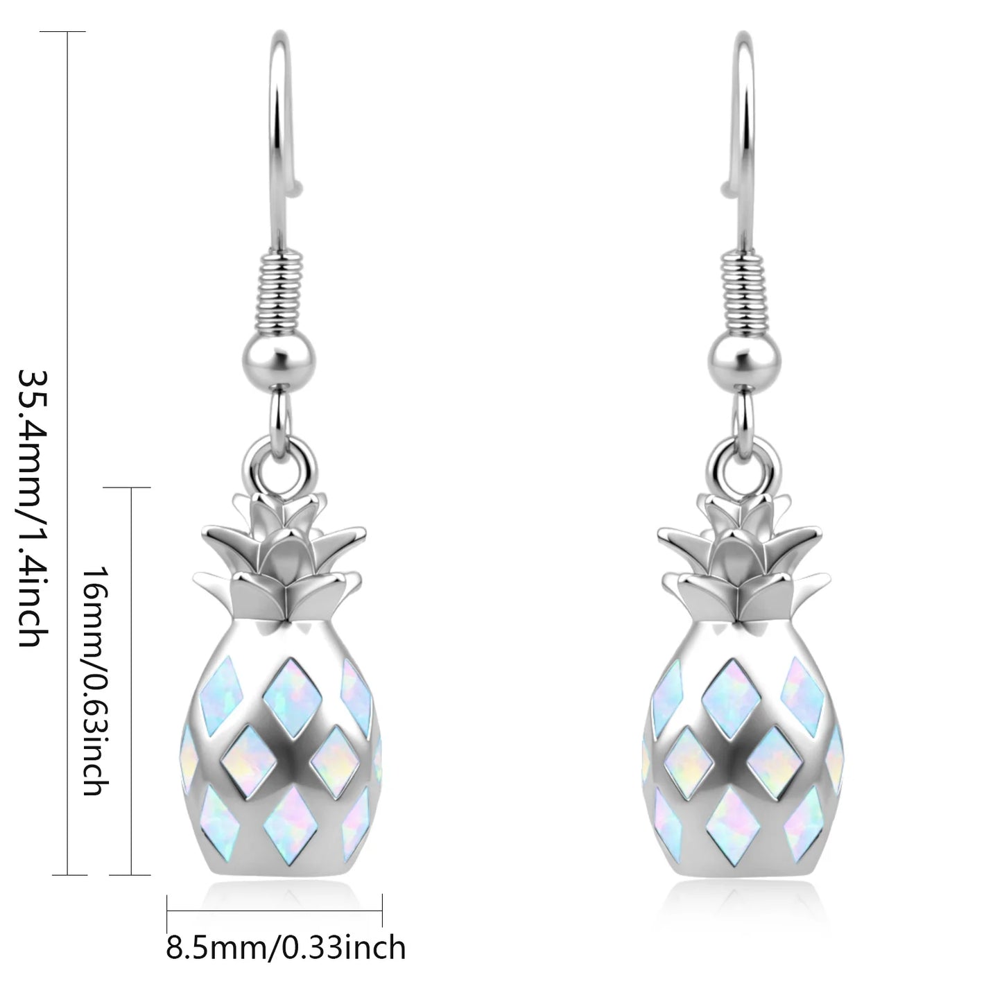 Geometric Opal Pineapple Earrings - Blue Fire Opal Solitaire & CZ Accent Design | Elegant Formal Jewelry Bulk Gifts