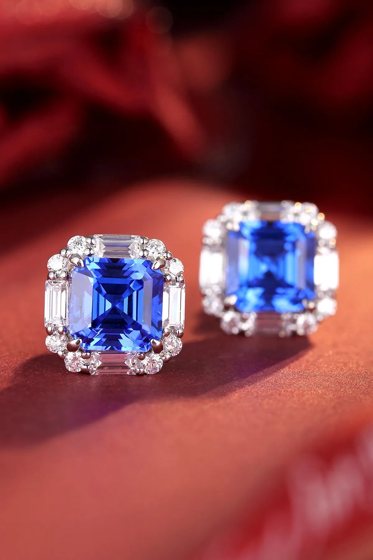 Gemfiori Anster High Quality S925 Lab Grown Cobalt Spinel Earring Stud Dainty Gemstone Stud Earrings for Women Daily Wear Gift