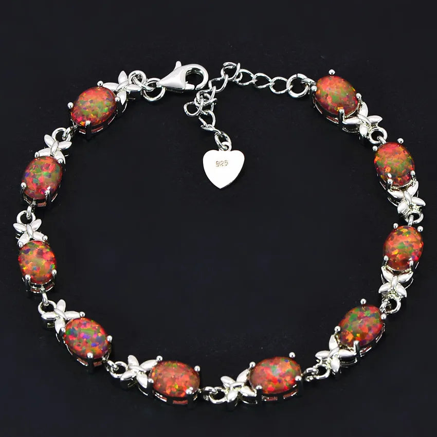 New Arrival Geometric Brass Silver Plated Christian Opal Women's Trendy Bracelet Bulk for Daily Wear