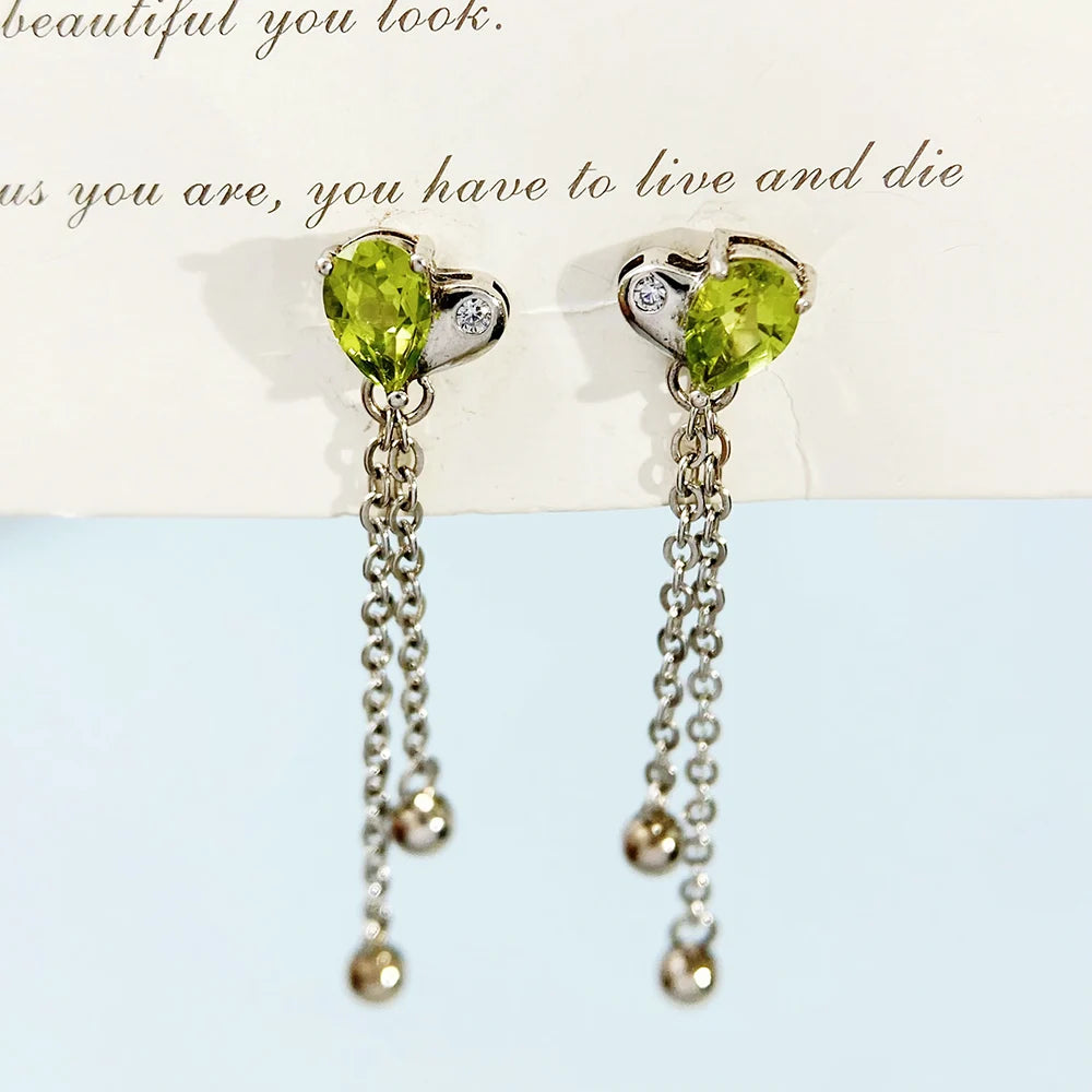 Gioiellieri Natural Peridot Drop Earrings with Sterling Silver 925 Jewelry for Women Fine Jewelry Fashion Accessories Wedding Gift
