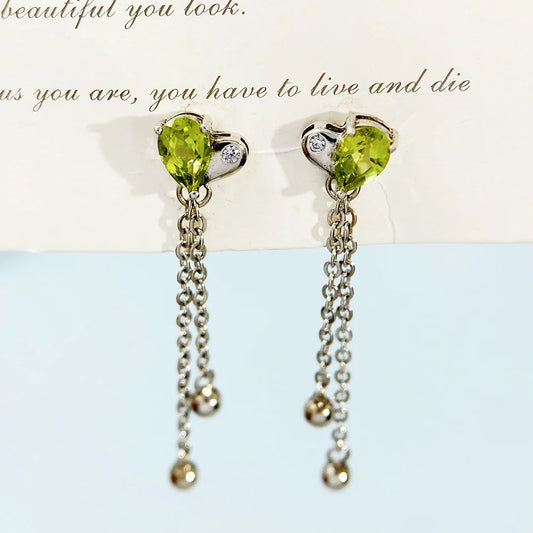 Gioiellieri Natural Peridot Drop Earrings with Sterling Silver 925 Jewelry for Women Fine Jewelry Fashion Accessories Wedding Gift
