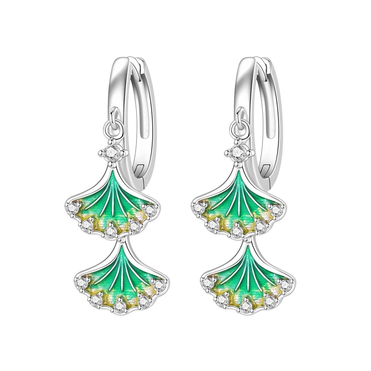 S&S Zircon Plant & Maple Leaf Hoop Earrings — S&S Collection