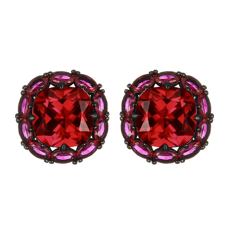REDheart Electroplated Black Inlaid Pearl Flower Design Women's Trendy Activity Ring Simulation Square Texture Necklace Pendant Set