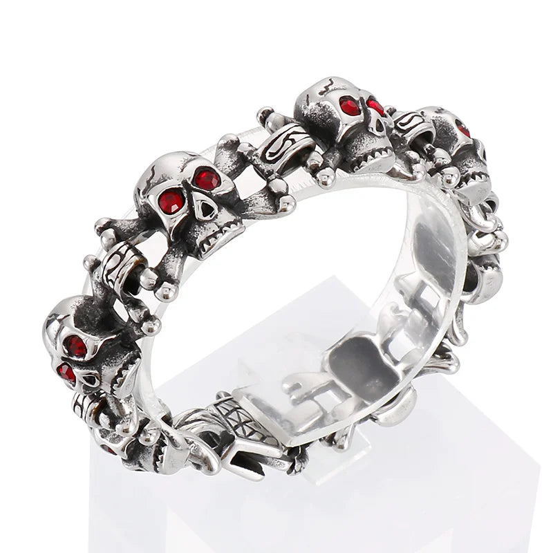 VIKING Mens Punk Skull Hand Charm Link Chain Bracelet – Silver Stainless Steel