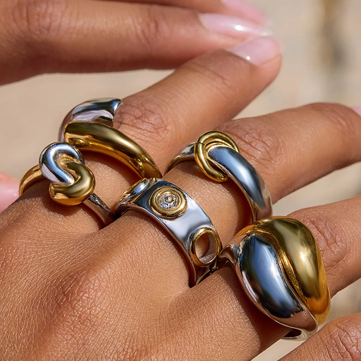 S&S Colour-Block Geometric Ring | Stainless Steel | S&S