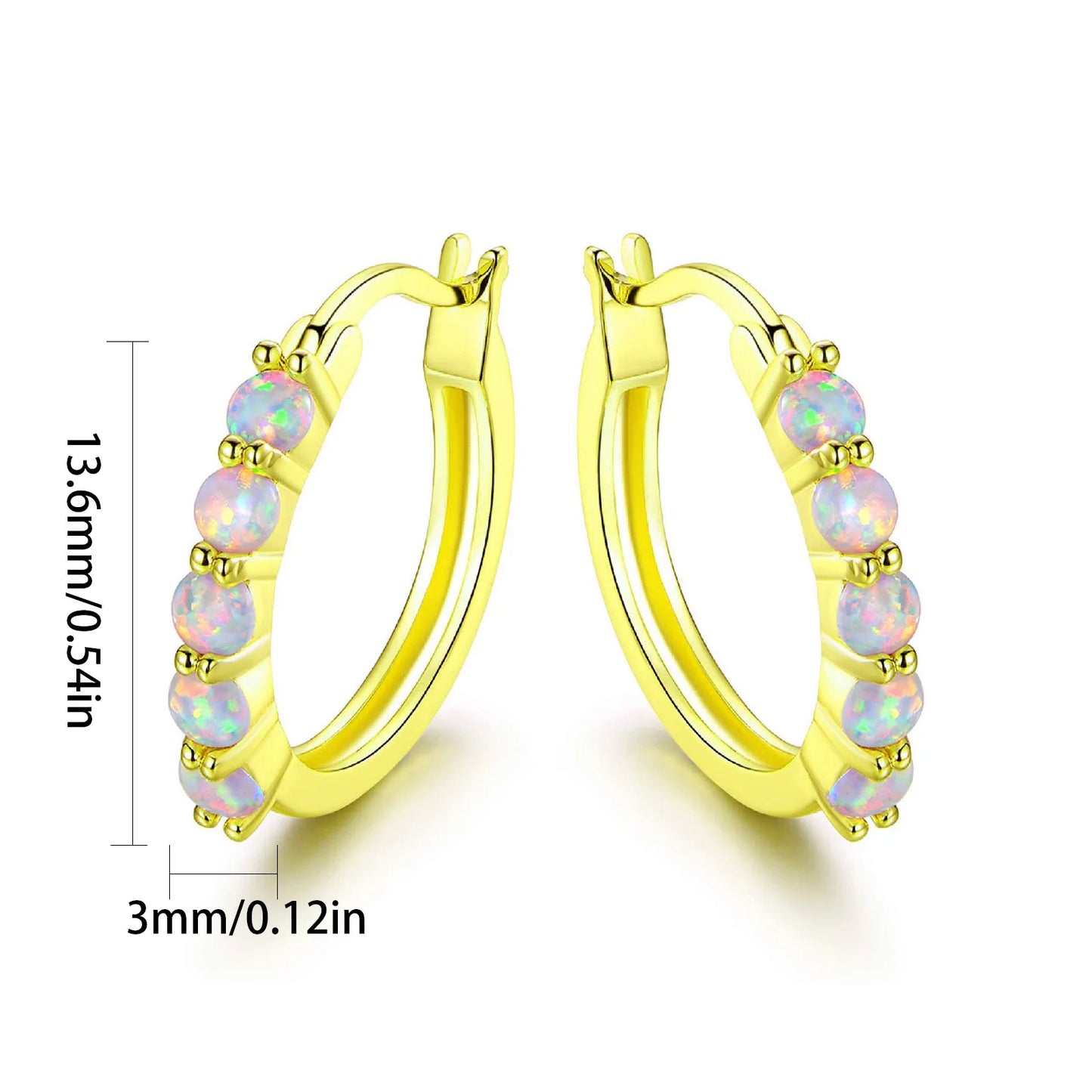 Aobao Silver Plated Brass Bohemia Stud Opal Earrings for Women Anniversary Jewelry