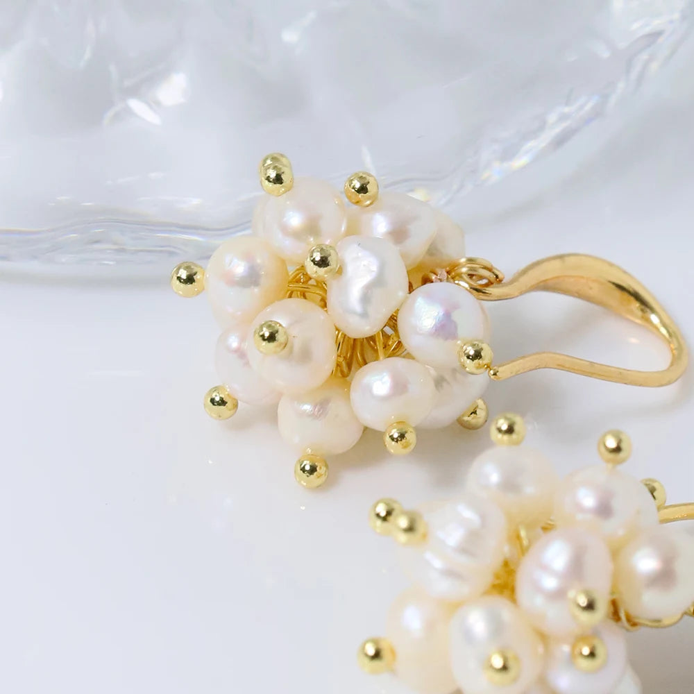 Natural Freshwater Pearl Baby Pearl Berry Earrings Korean Women's Luxury Jewelry Fashion Women's and Girls' Gifts GE1563