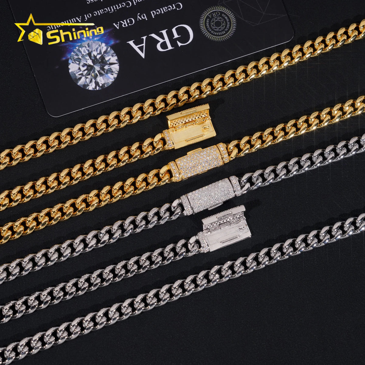 BiG-BOSS New Stocks Factory Price Hip Hop Jewelry 6mm Solid 925 Sterling Silver Moissanite Lock Stainless Steel Cuban Link Chain
