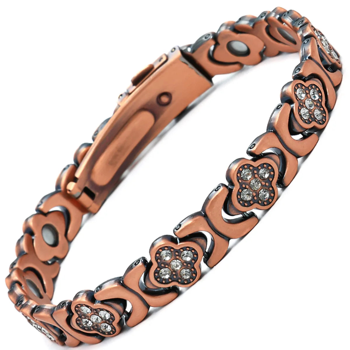 Euro-American Cross-border Hot-selling Magnetic Bracelet Stylish Luxury Lucky Clover Design Kevlar Natural Stone Single-Row