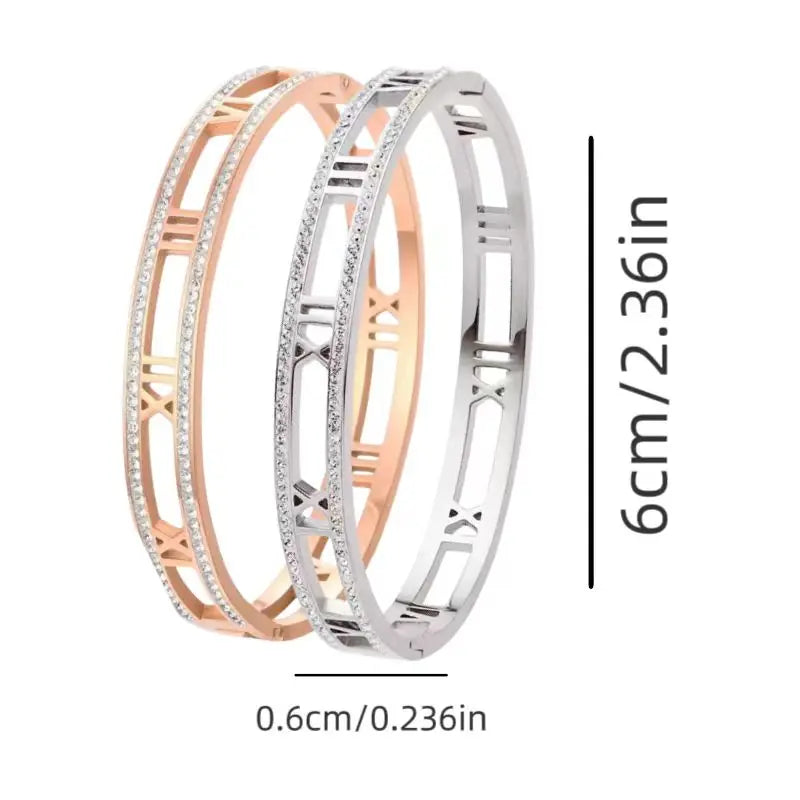 S&S Titanium Steel Roman Numeral Charm Bracelet | Gold, Rose Gold & White