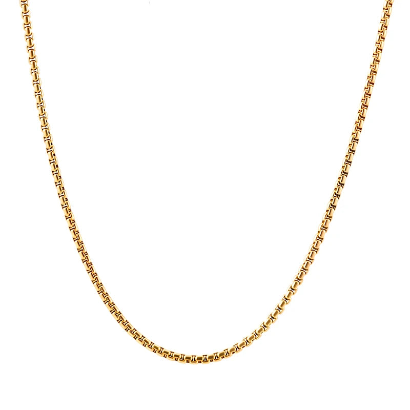 REBEL 18K Gold Plated Stainless Steel Link Chain Necklace for Men Women Black Rose Gold Color Waterproof Jewelry Simple Necklace
