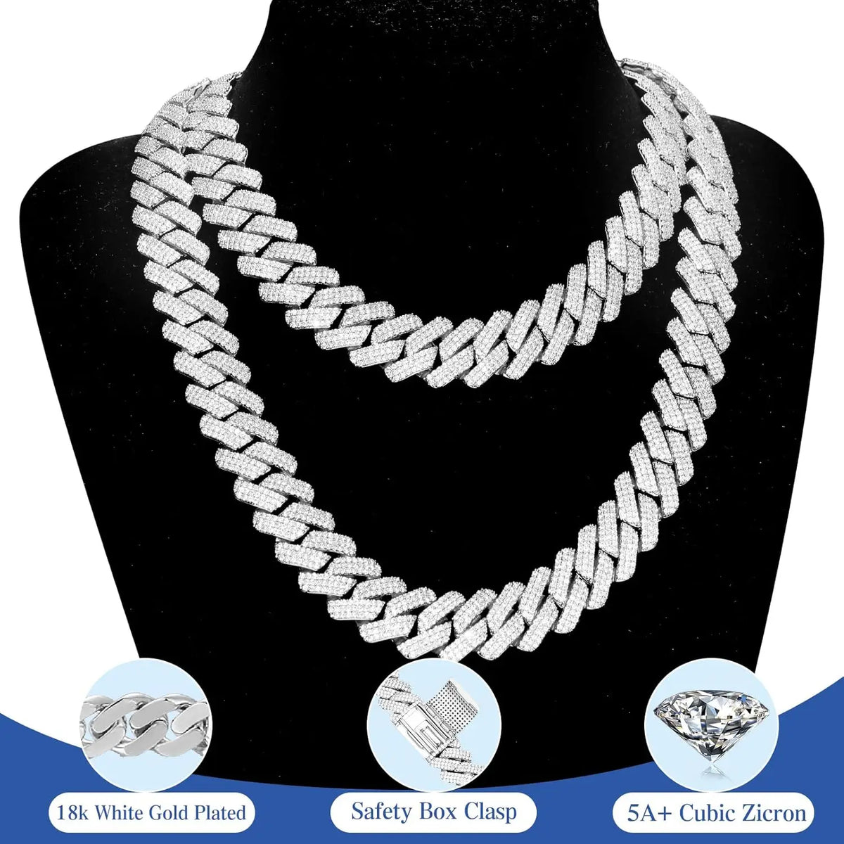 Fashion Mens Hip Hop Jewelry Gift Wholesale 20mm Gold Plated Brass 3 Rows AAAAA CZ Diamond Iced Out Cuban Link Chain Necklace