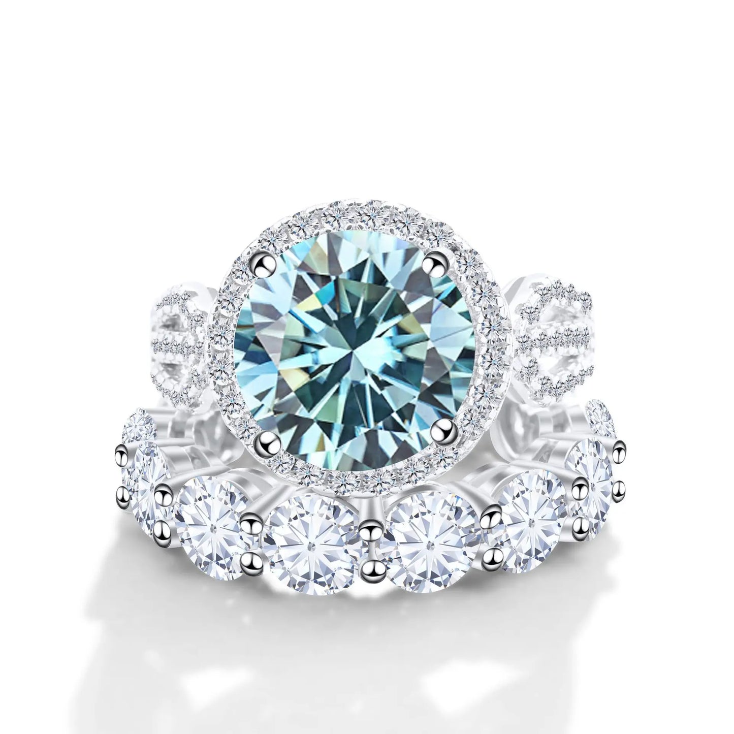 Wholesale Fine Luxury Jewelry Women Red Rings with 12 Carat GRA Certificate Big diamond Moissanite 925 Sterling Silver Ring Sets
